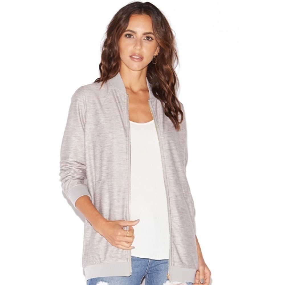 JUSTFAB LIGHTWEIGHT BOMBER JACKET - GREY SIZE 2X (NEW WITH TAGS) A21